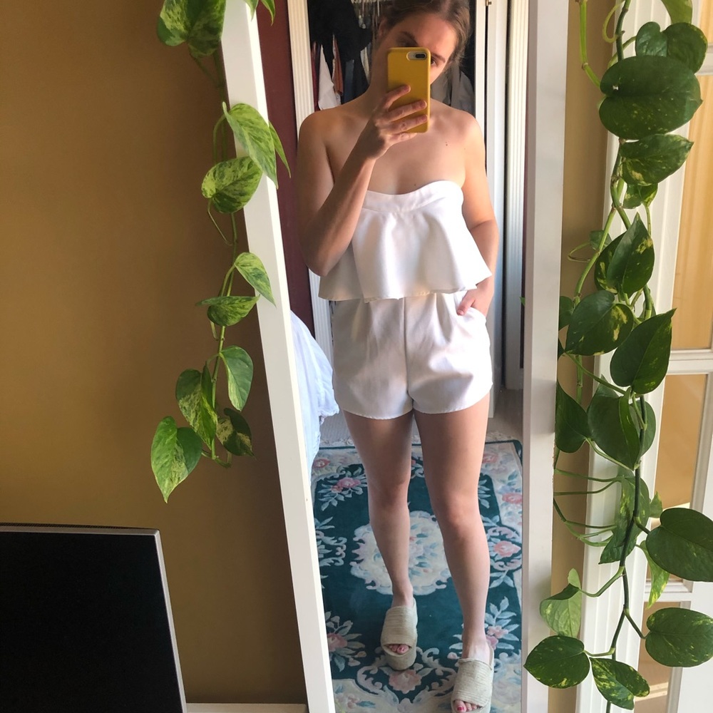 White Strapless Romper